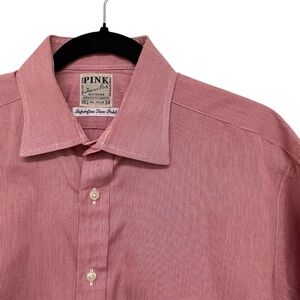 Vintage Thomas Pink Men's Red Superfine Two Fold Dress Shirt - 16.5